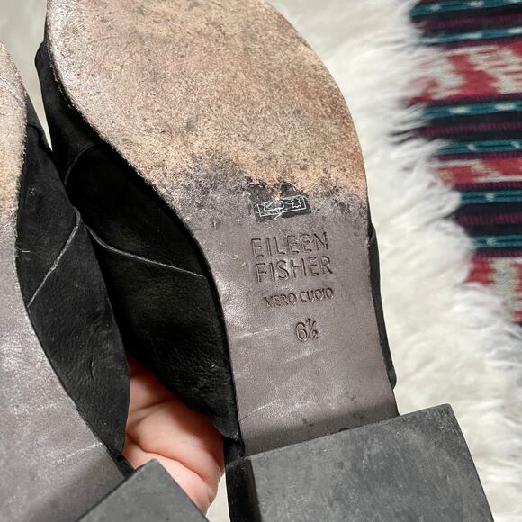 Eileen Fisher Bauer Mules Black Suede Slip On Pointed Closed Toe sz 6.5 - Picture 5 of 6